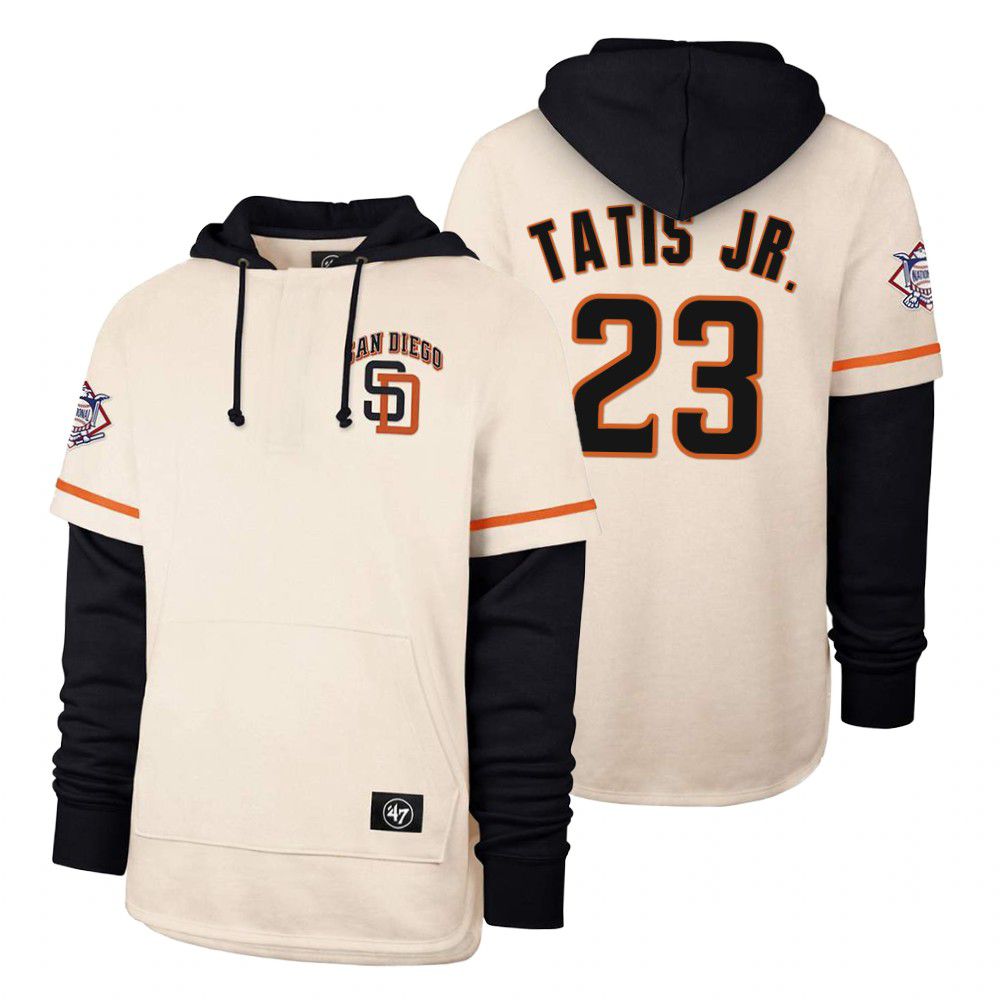 Men San Diego Padres #23 Tatis jr Cream 2021 Pullover Hoodie MLB Jersey->customized mlb jersey->Custom Jersey